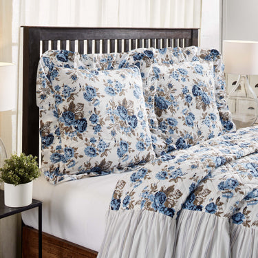 Annie Blue Floral Fabric Euro Sham 26x26 VHC Brands - The Fox Decor
